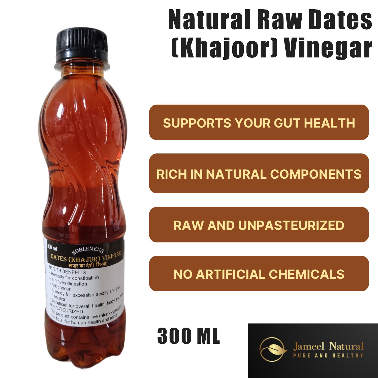 Natural Dates Vinegar Unpasteurized (300ML) Jameel Natural Products